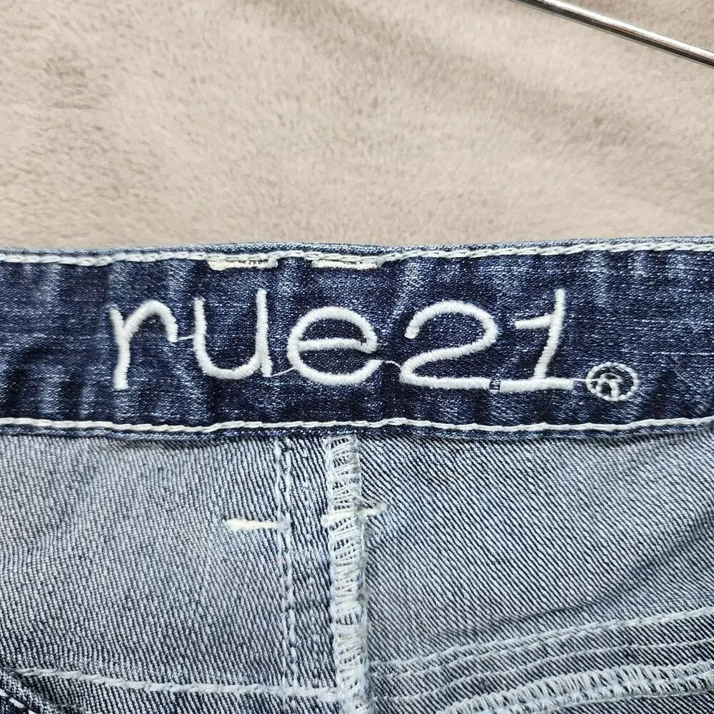 Rue21 Capri Jeans Women’s 11/12 Mid Rise Crop Stretch Denim Cuffed Sequin Pocket - Picture 7 of 12